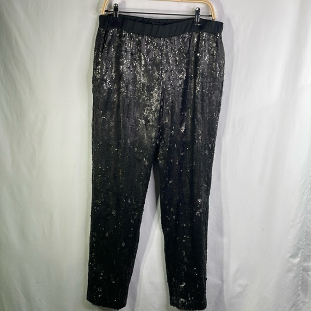 Trouvé black, sequin elastic waist trousers: